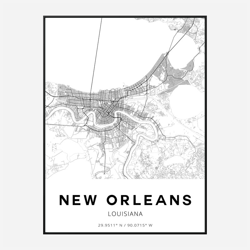 New Orleans Louisiana City Map Art Print