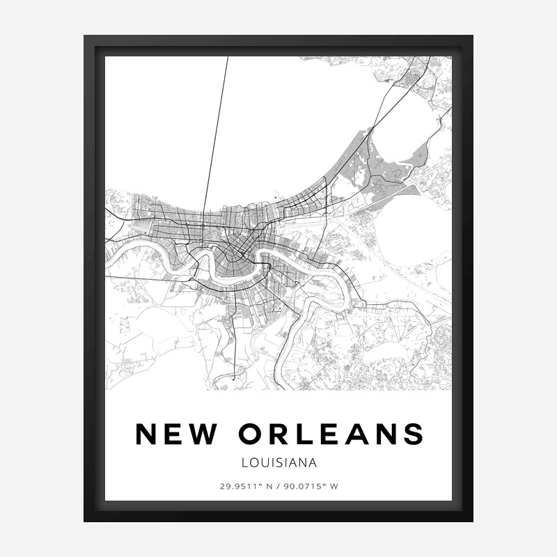 New Orleans Louisiana City Map Art Print