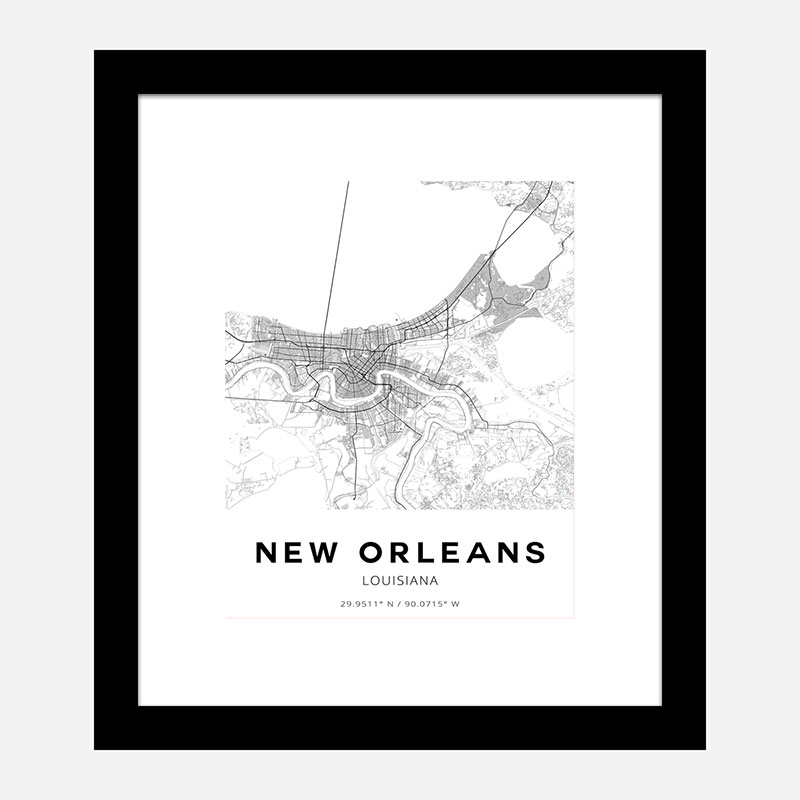 New Orleans Louisiana City Map Art Print