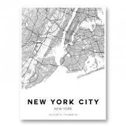 New York City New York City Map Art Print
