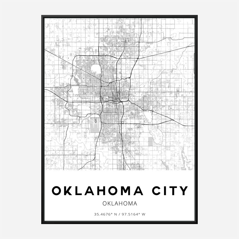 Oklahoma City Oklahoma City Map Art Print