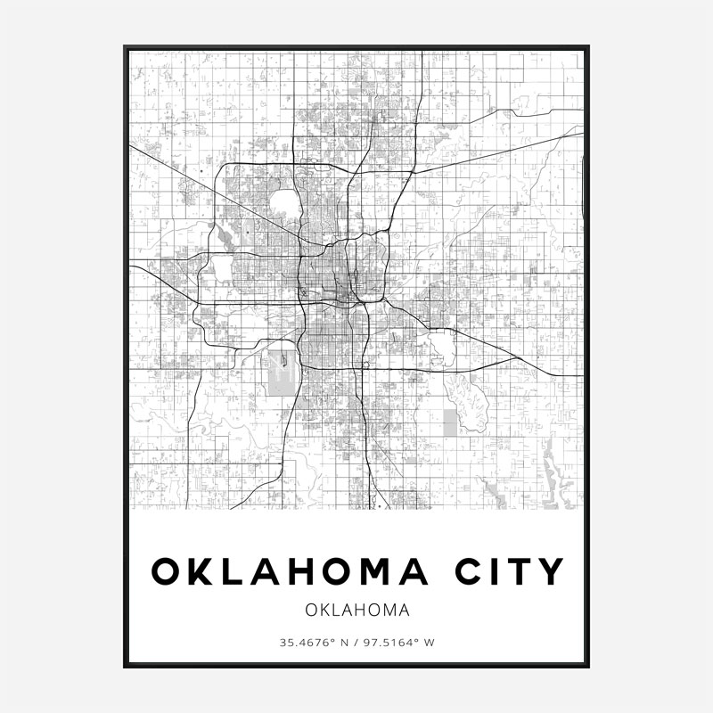 Oklahoma City Oklahoma City Map Art Print