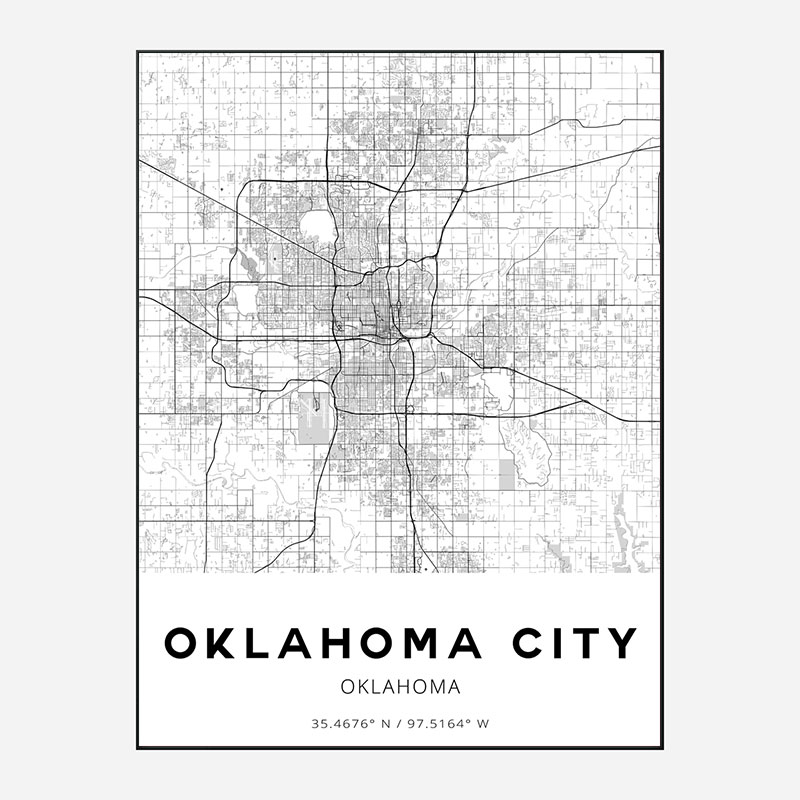 Oklahoma City Oklahoma City Map Art Print