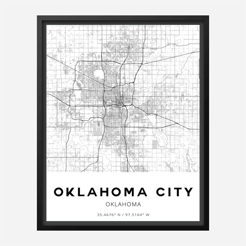 Oklahoma City Oklahoma City Map Art Print