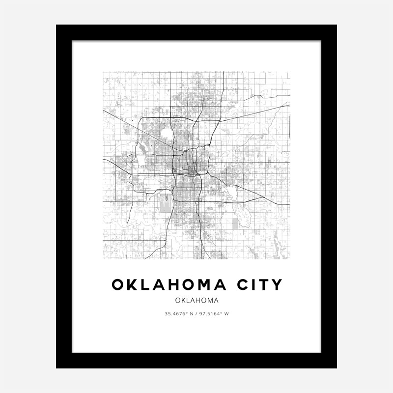 Oklahoma City Oklahoma City Map Art Print