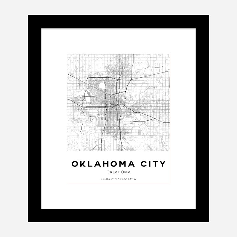 Oklahoma City Oklahoma City Map Art Print