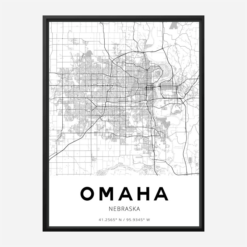 Omaha Nebraska City Map Art Print