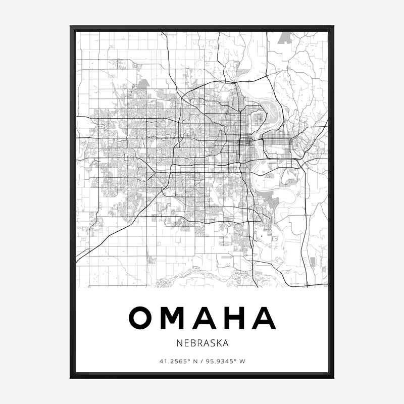 Omaha Nebraska City Map Art Print