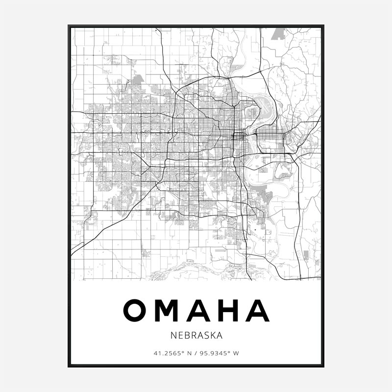 Omaha Nebraska City Map Art Print