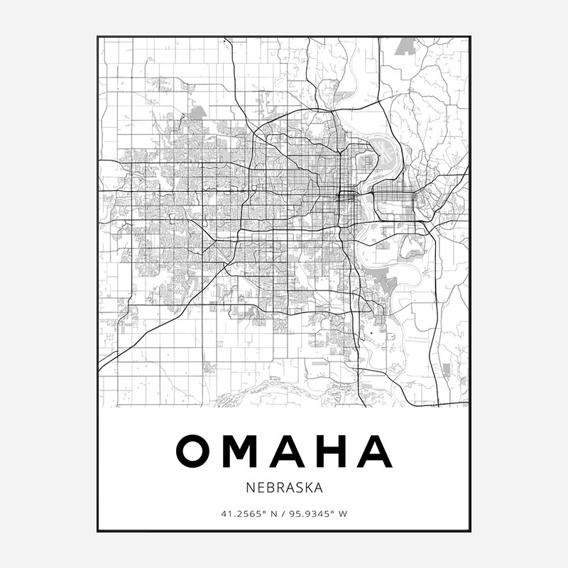 Omaha Nebraska City Map Art Print