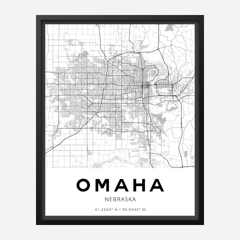 Omaha Nebraska City Map Art Print