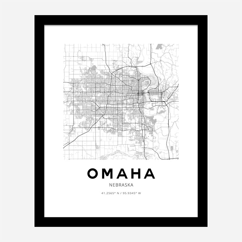 Omaha Nebraska City Map Art Print