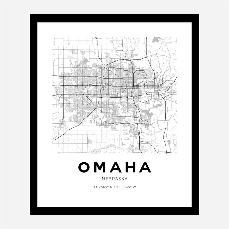 Omaha Nebraska City Map Art Print