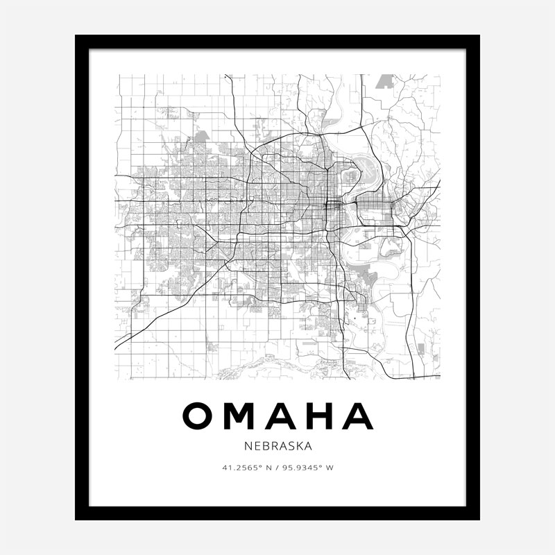 Omaha Nebraska City Map Art Print