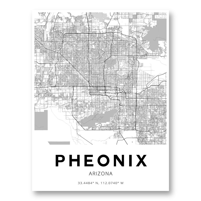 Phoenix Arizona City Map Art Print