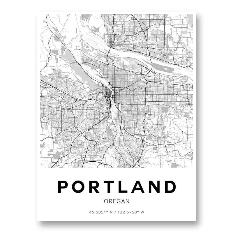 Portland Oregon City Map Art Print