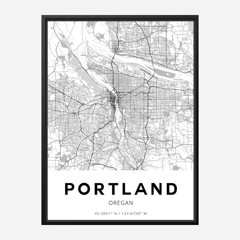 Portland Oregon City Map Art Print