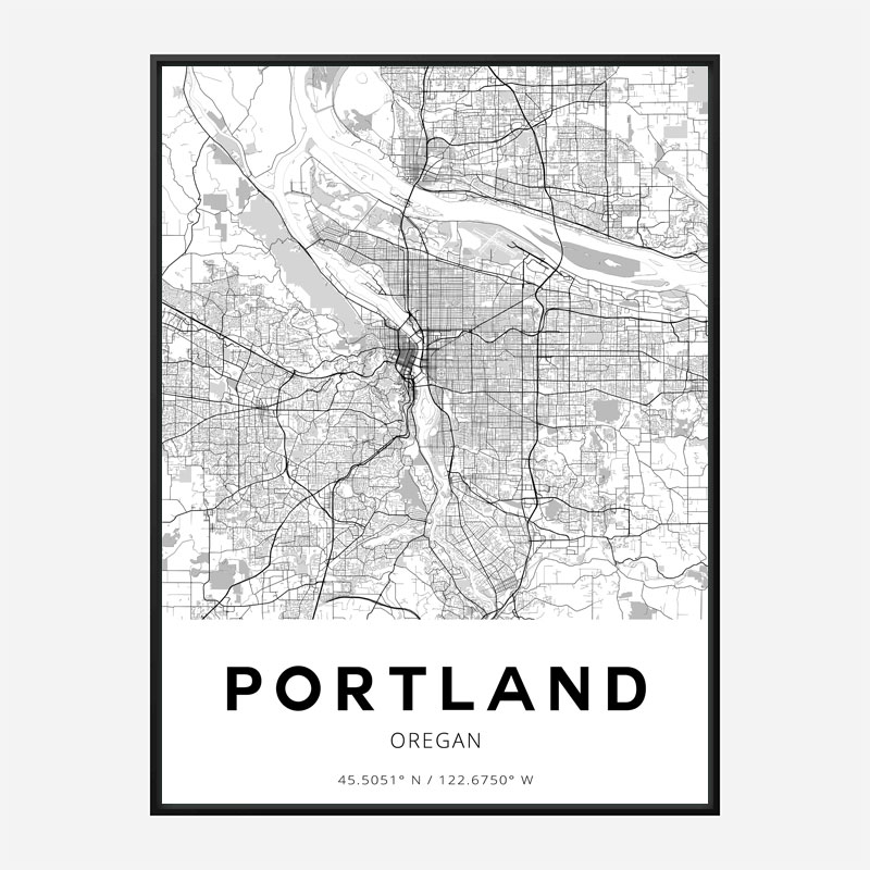 Portland Oregon City Map Art Print