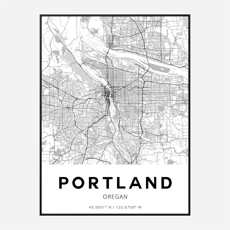 Portland Oregon City Map Art Print