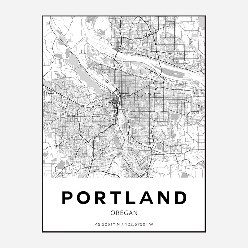Portland Oregon City Map Art Print