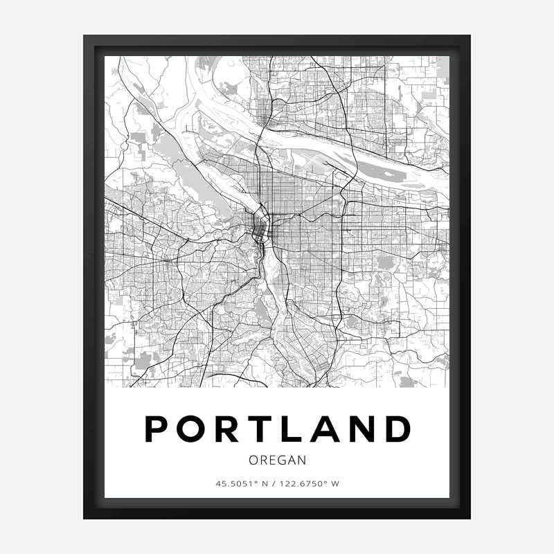 Portland Oregon City Map Art Print