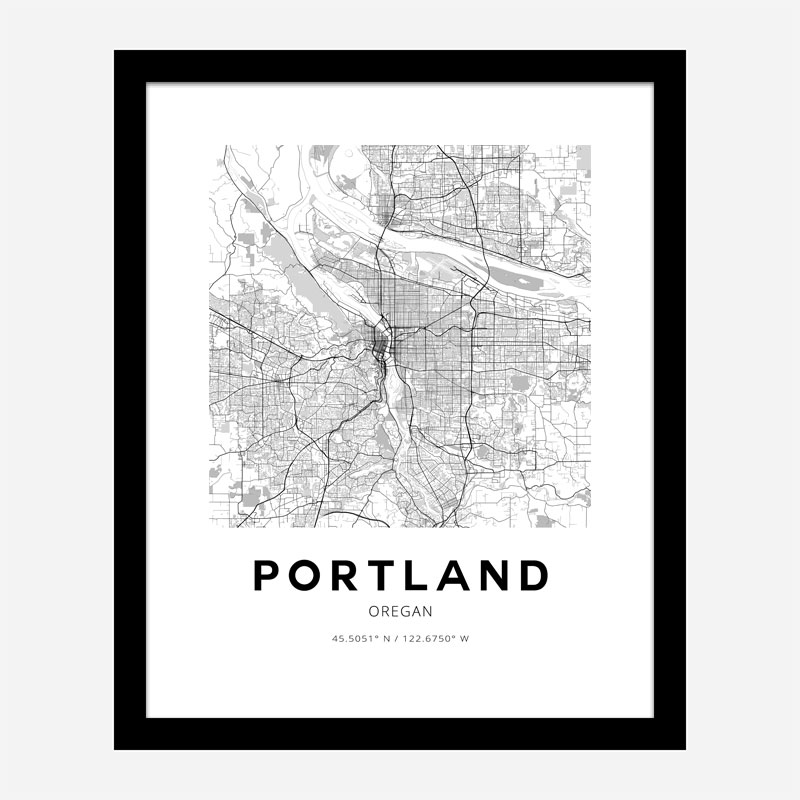 Portland Oregon City Map Art Print