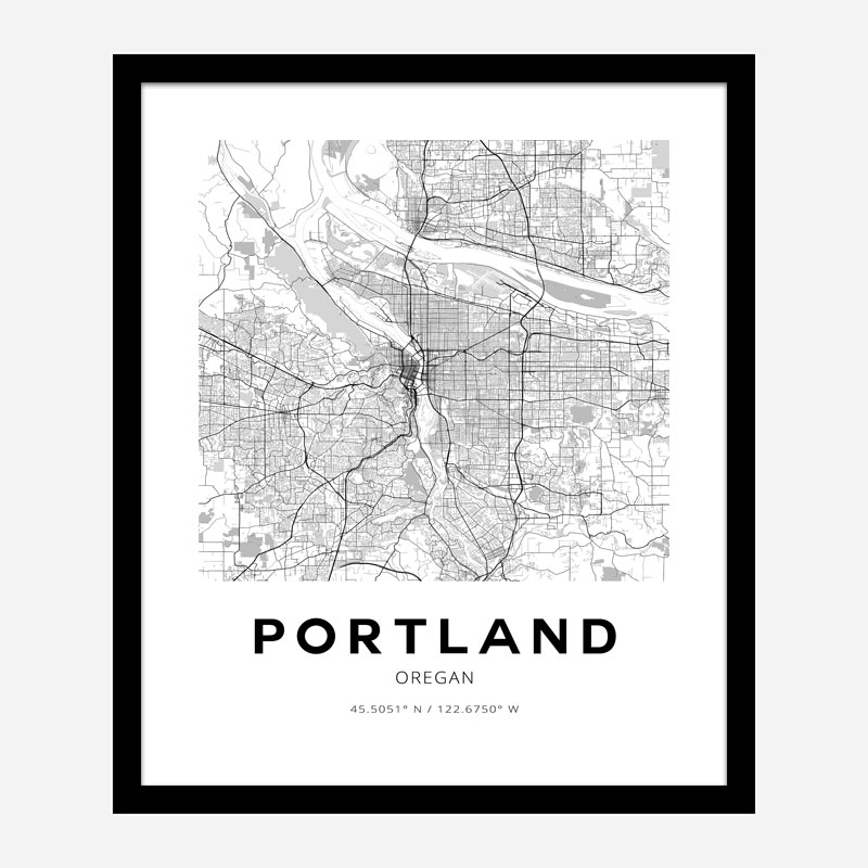 Portland Oregon City Map Art Print