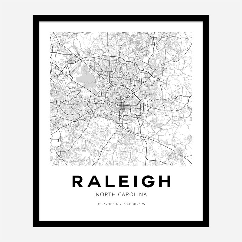 Raleigh North Carolina City Map Art Print