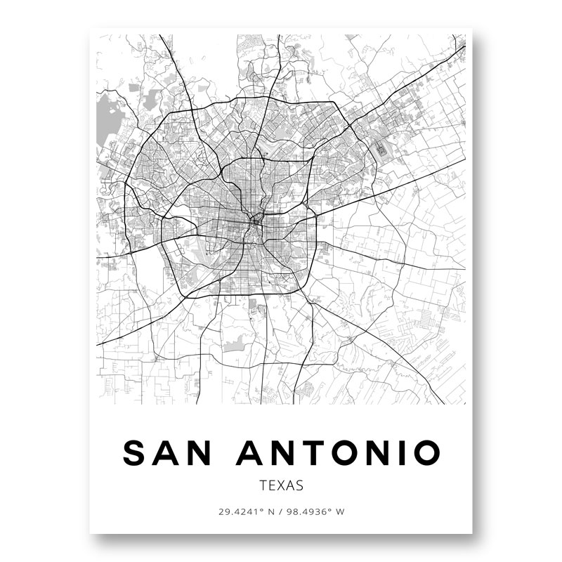 San Antonio Texas City Map Art Print