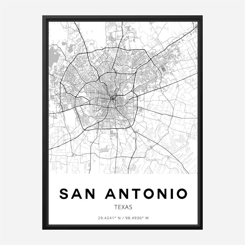 San Antonio Texas City Map Art Print