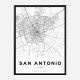 San Antonio Texas City Map Art Print