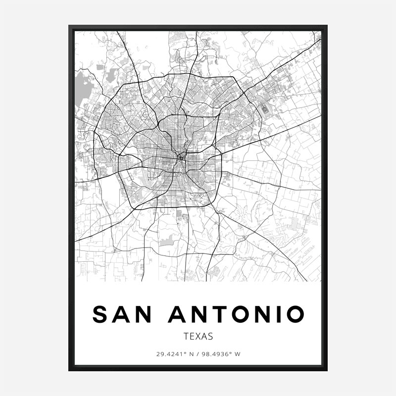 San Antonio Texas City Map Art Print