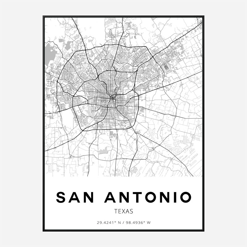 San Antonio Texas City Map Art Print