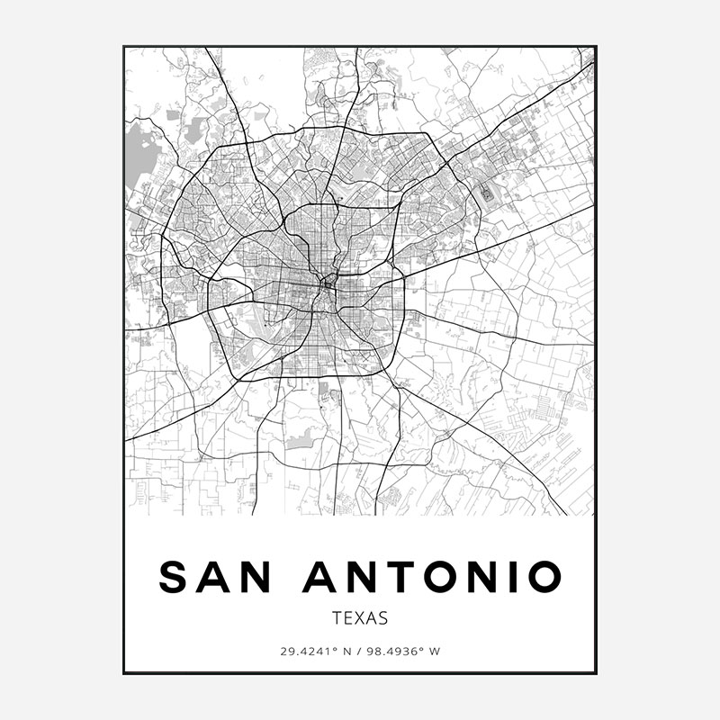 San Antonio Texas City Map Art Print