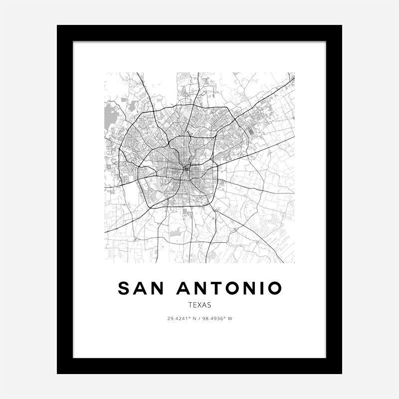 San Antonio Texas City Map Art Print