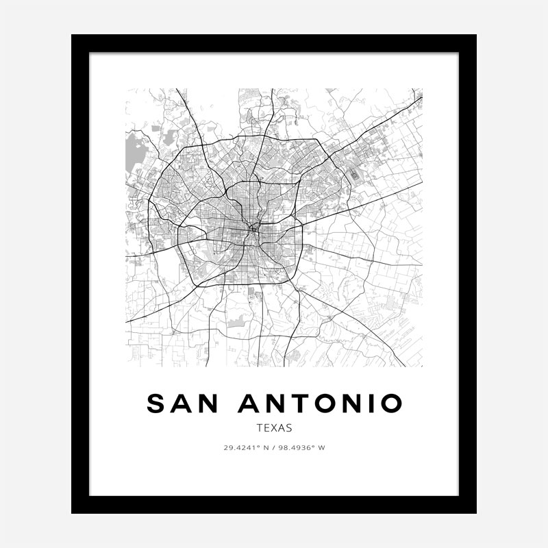 San Antonio Texas City Map Art Print