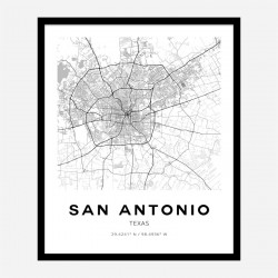 San Antonio Texas City Map Art Print