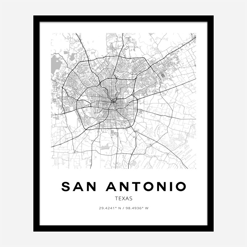 San Antonio Texas City Map Art Print