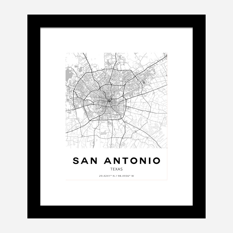 San Antonio Texas City Map Art Print