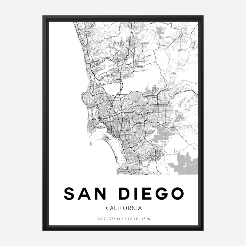 San Diego California City Map Art Print