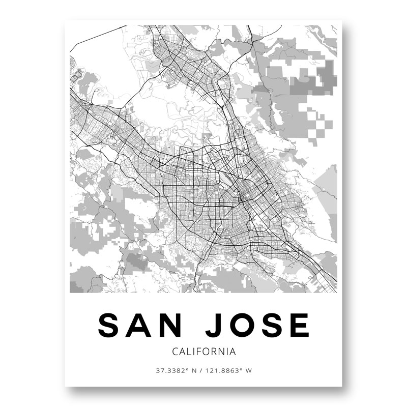 San Jose California City Map Art Print