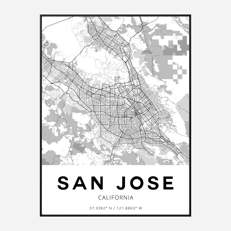 San Jose California City Map Art Print