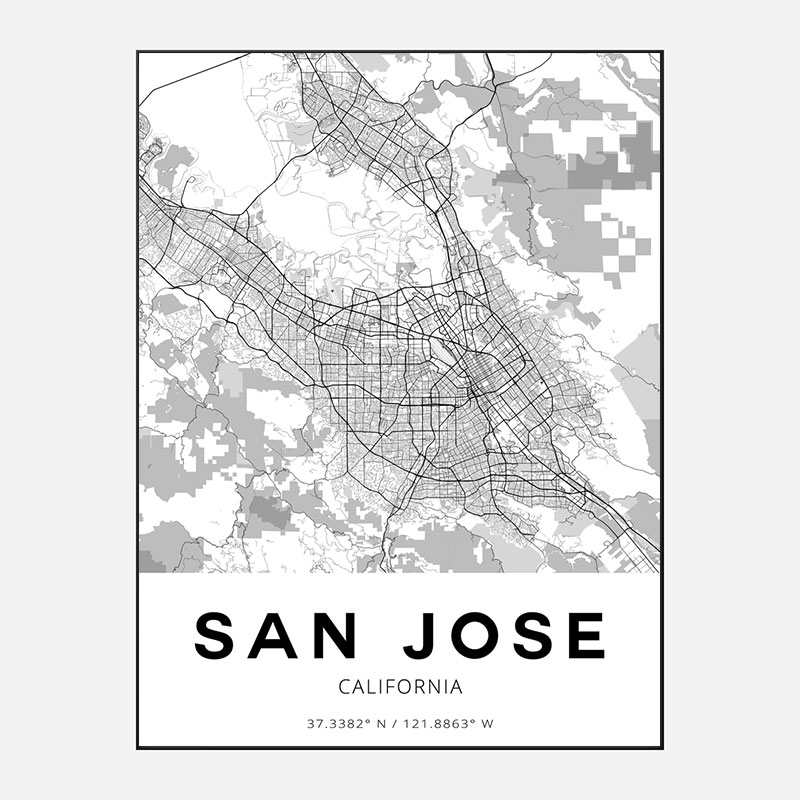 San Jose California City Map Art Print