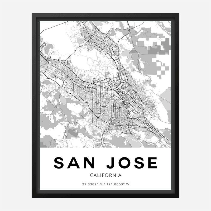 San Jose California City Map Art Print