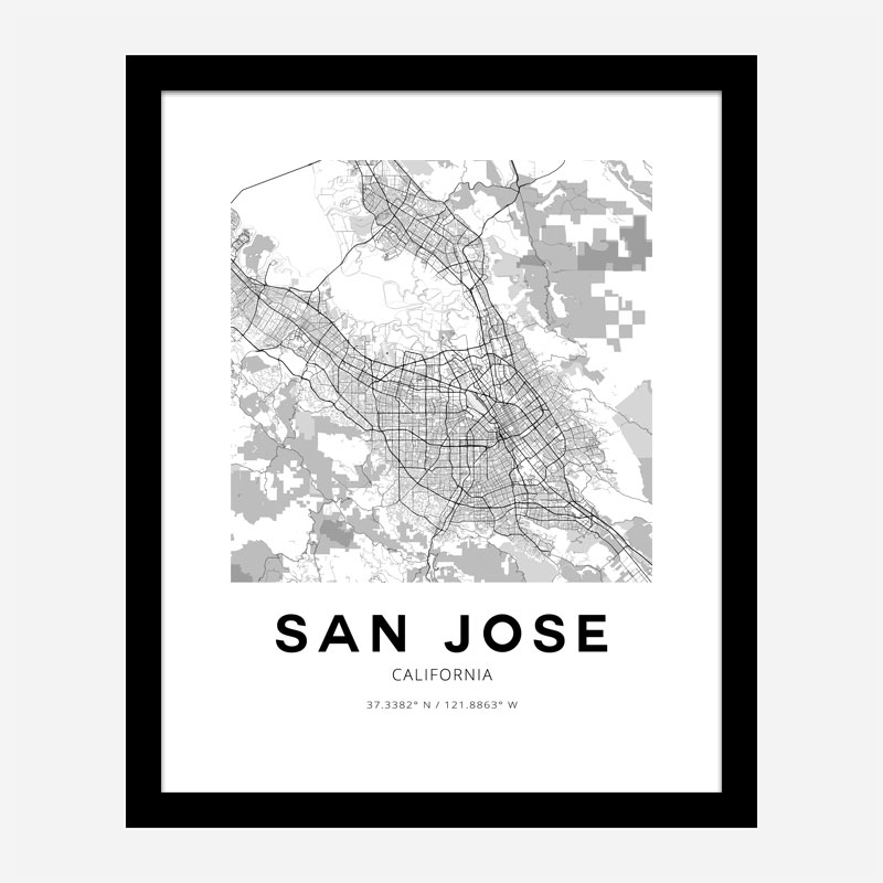 San Jose California City Map Art Print