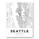 Seattle Washington City Map Art Print