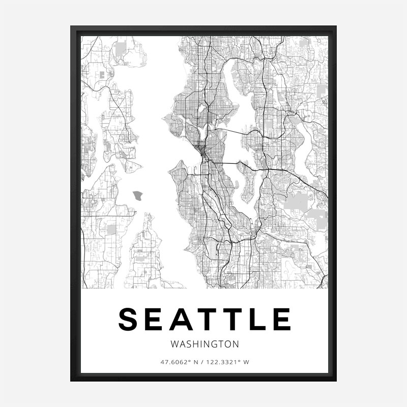 Seattle Washington City Map Art Print