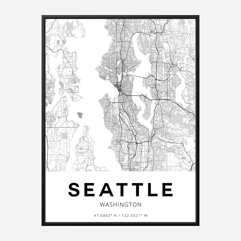 Seattle Washington City Map Art Print