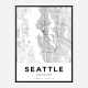 Seattle Washington City Map Art Print