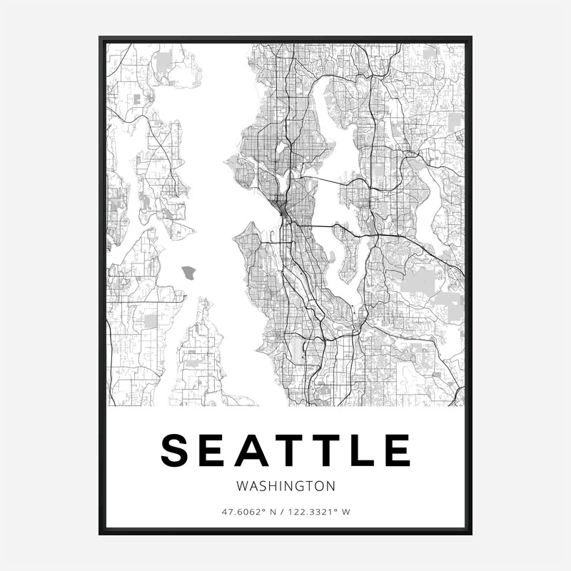 Seattle Washington City Map Art Print